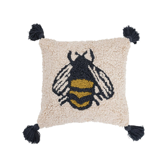 Rustic Country Tufted Bee Pillow