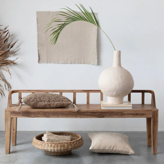 Hand-Woven Cotton and Jute Macramé Lumbar Pillow