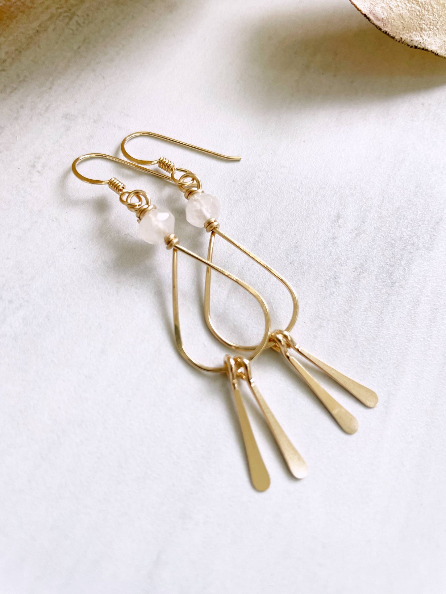 Small Teardrop Rose Quartz Double Fringe | 14kt Gold Filled