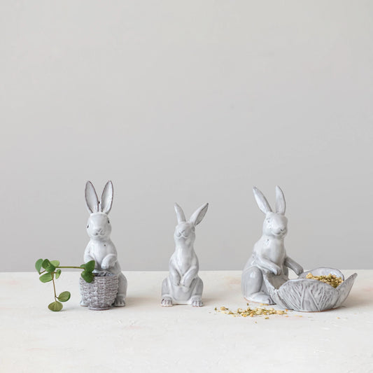 Glazed Stoneware Rabbits