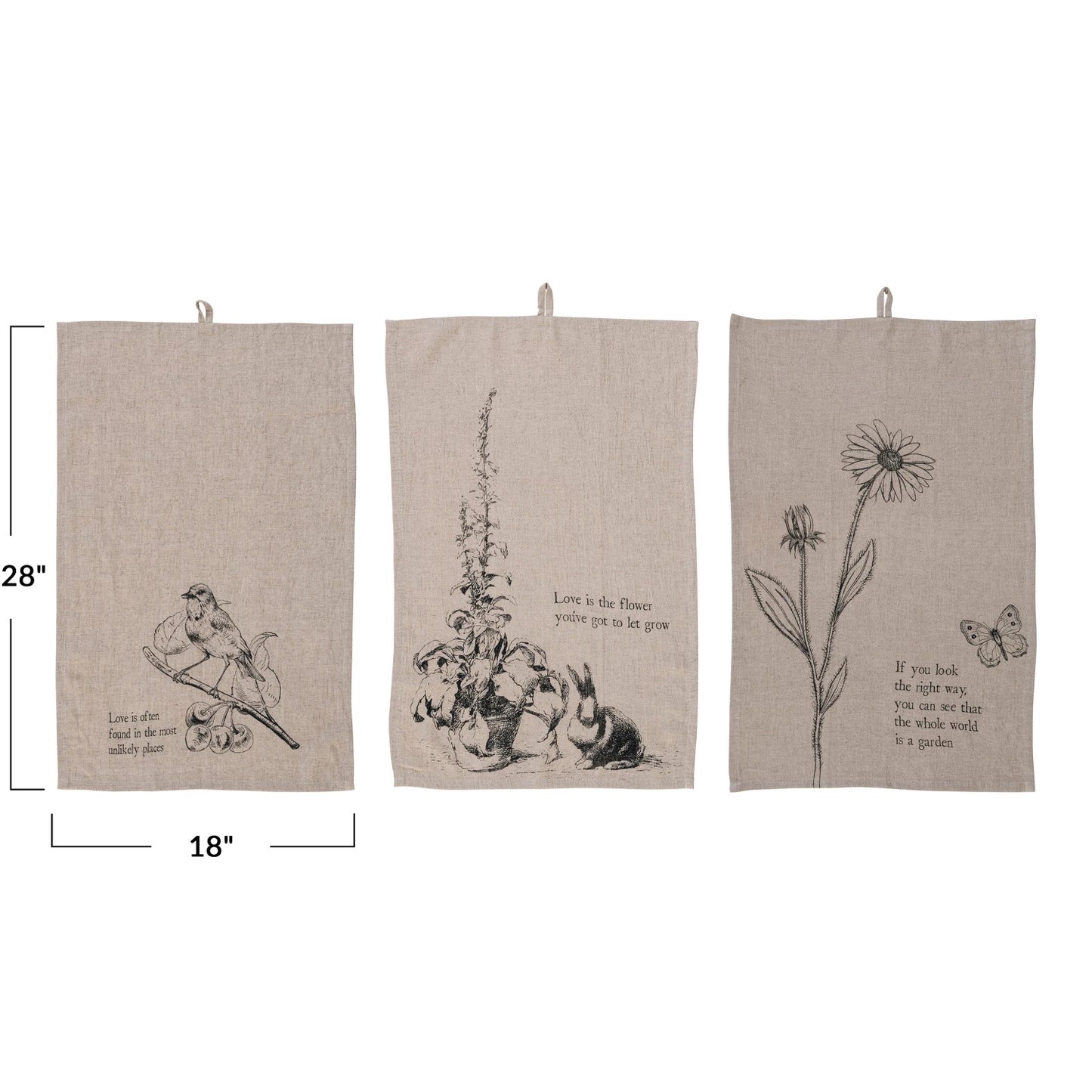 Linen Tea Towels w/ Lovely Quotes