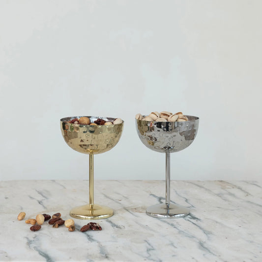 Hammered Stainless Steel Coupe Glasses