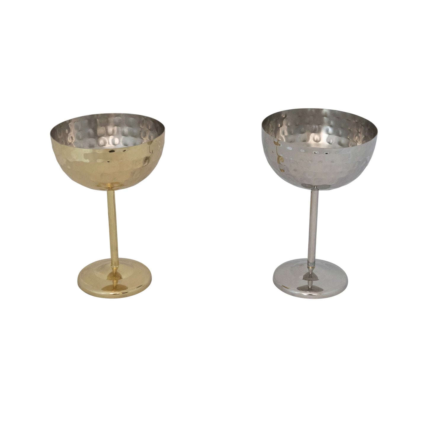 Hammered Stainless Steel Coupe Glasses