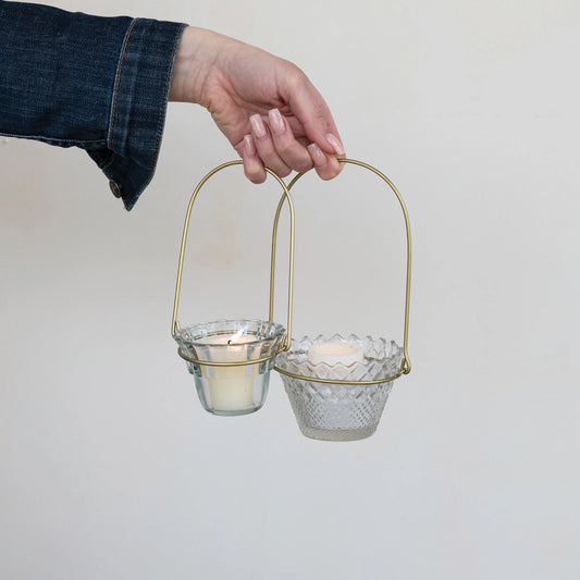 Hanging Pressed Glass Votive Holders
