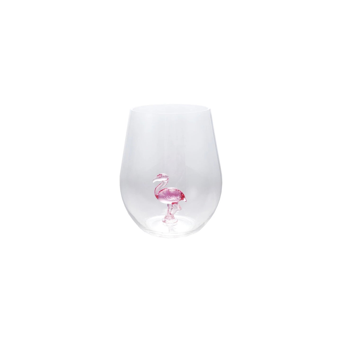 Stemless Wine Glass w/ Flamingo