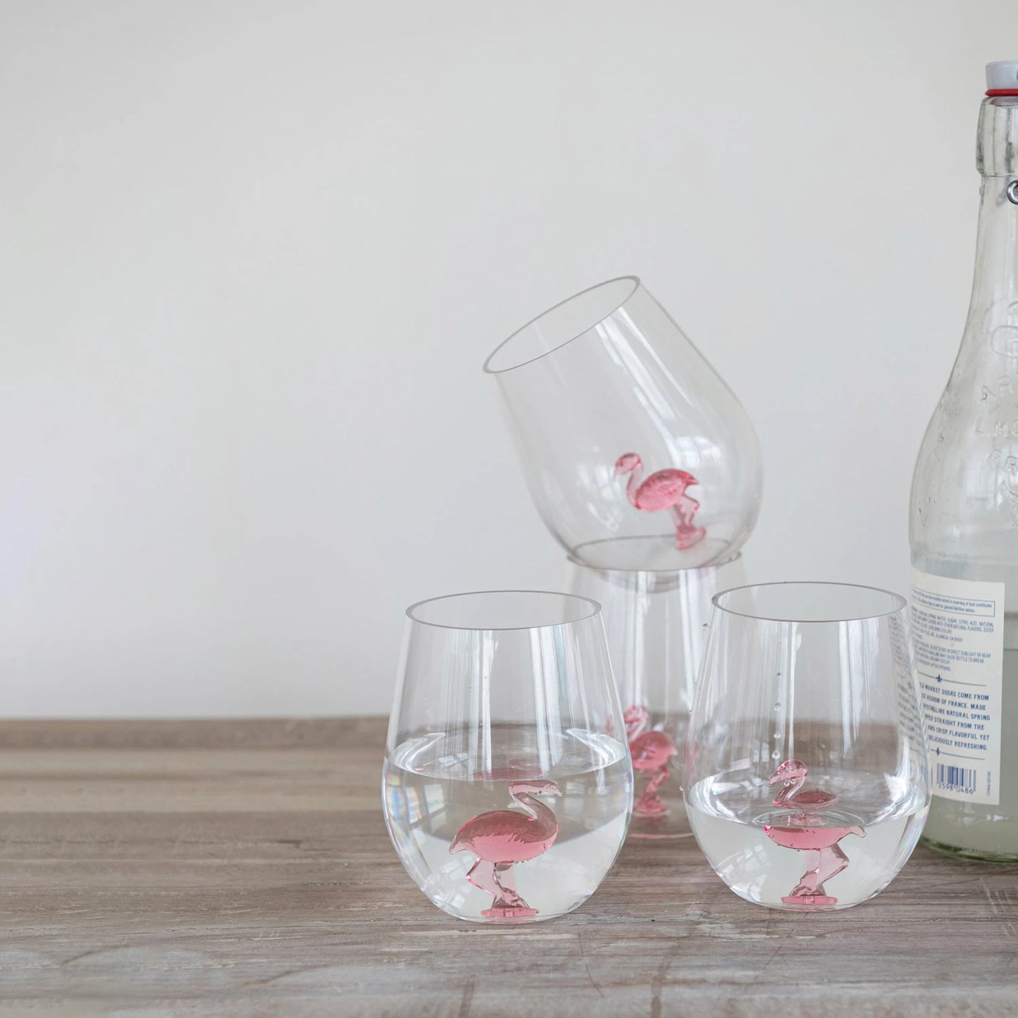 Stemless Wine Glass w/ Flamingo