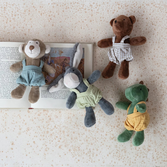 Plush Animals in Overalls