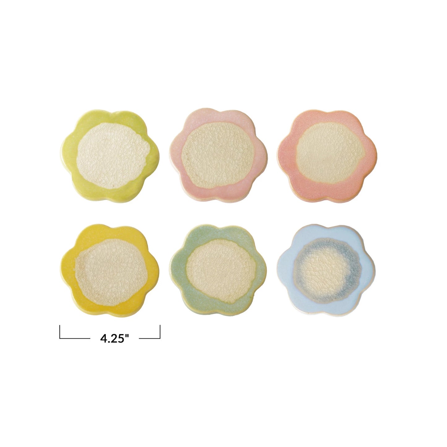 Pastel Crackle Glaze Flower Coasters