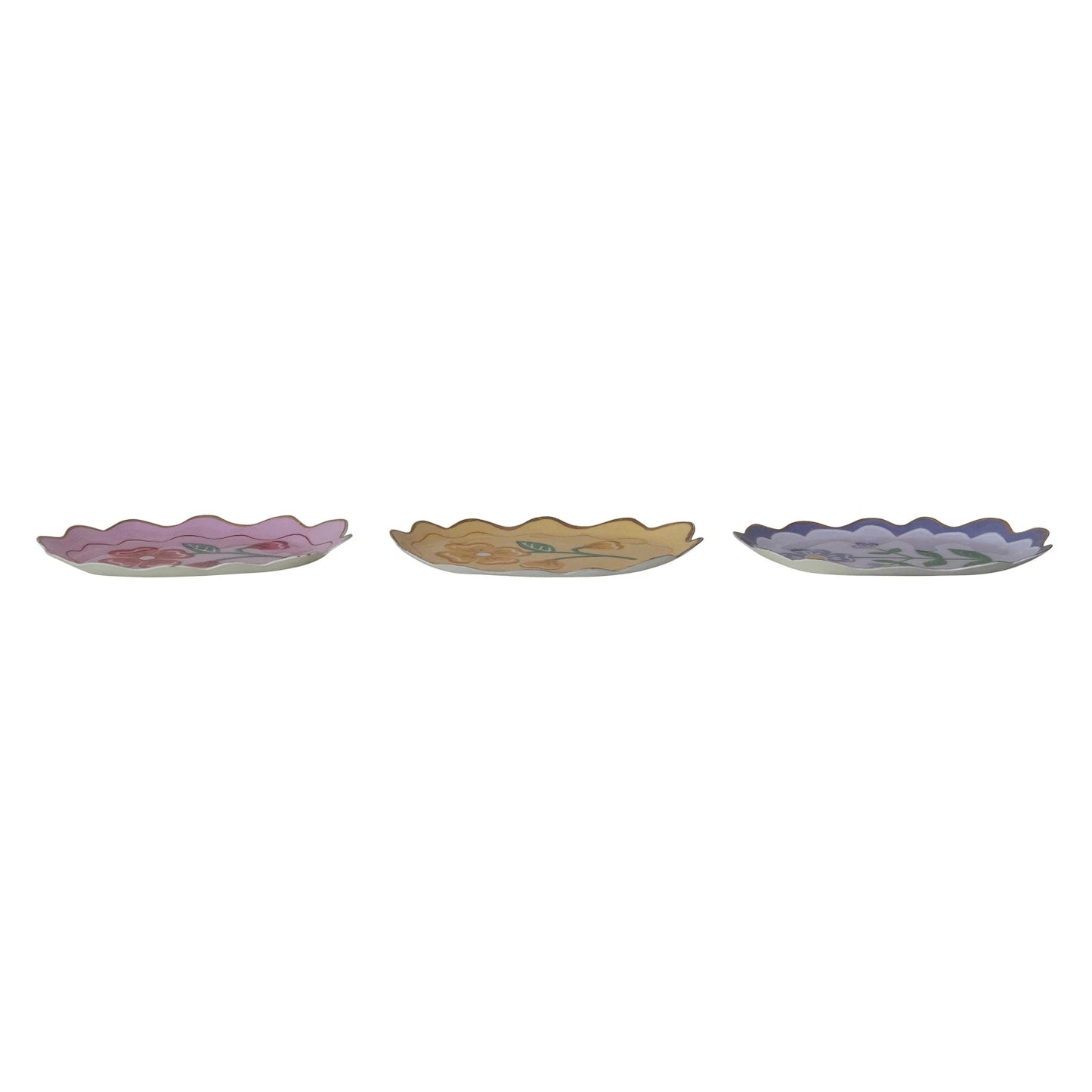 Enameled Flower Scalloped Tray