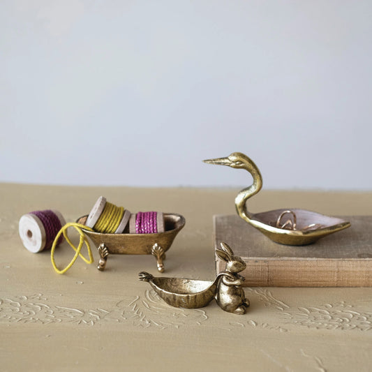 Antique Gold Finish Swan Bowl