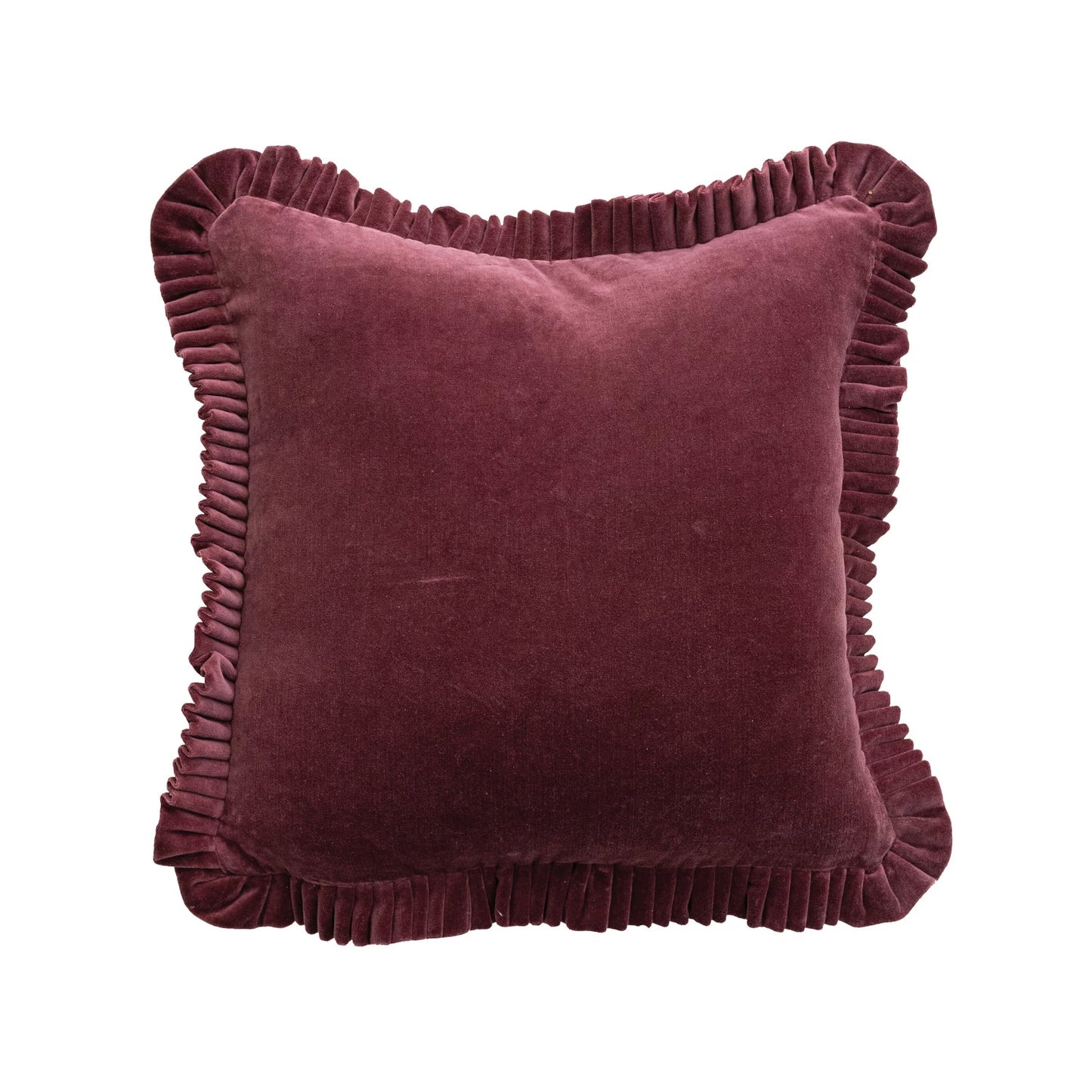 Burgundy Velvet Pillow w/ Ruffle