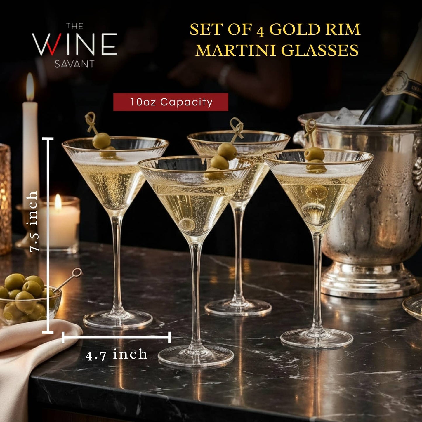 Gold Rim Classic Martini Glass