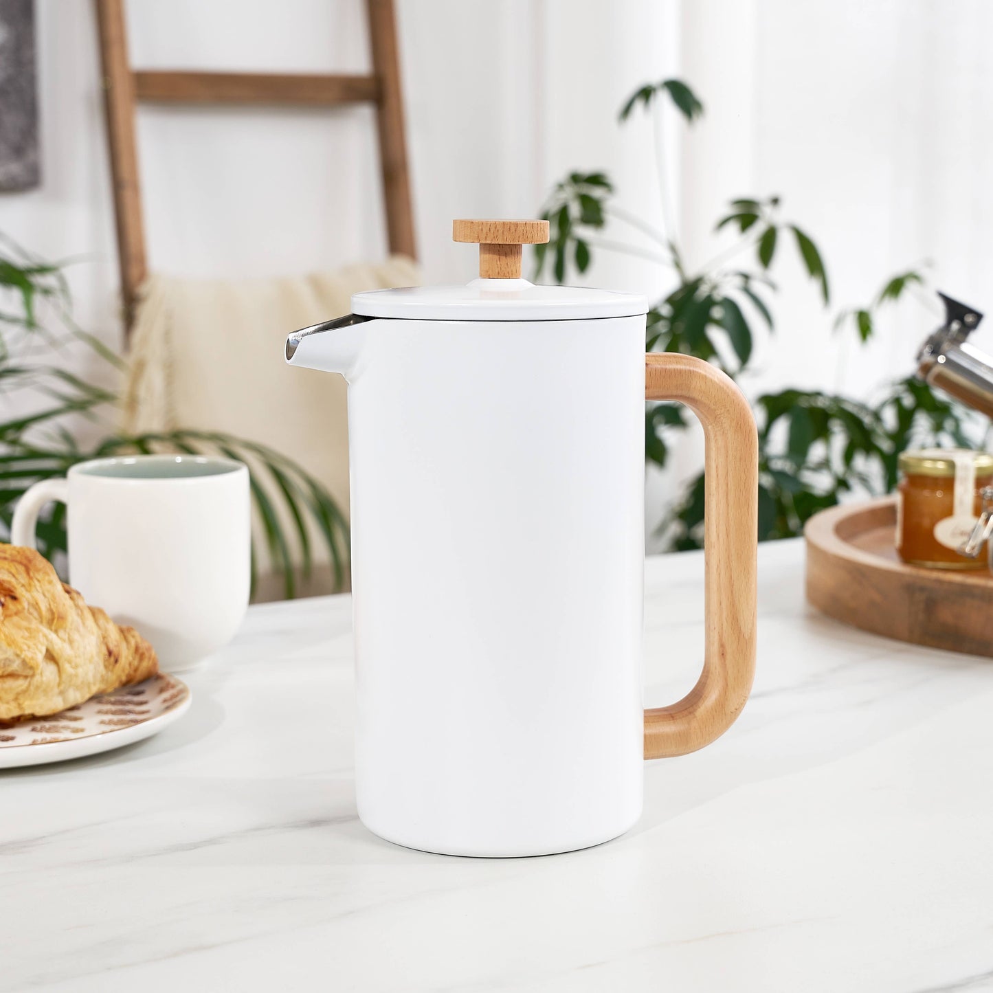 Stainless Steel & Wood Tea & Coffee Press Pot