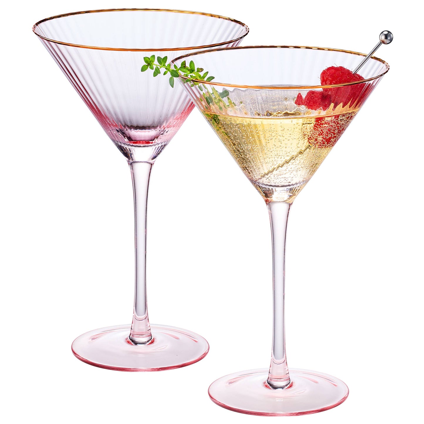 Vintage Blush Pink Gold Rim Martini Glasses