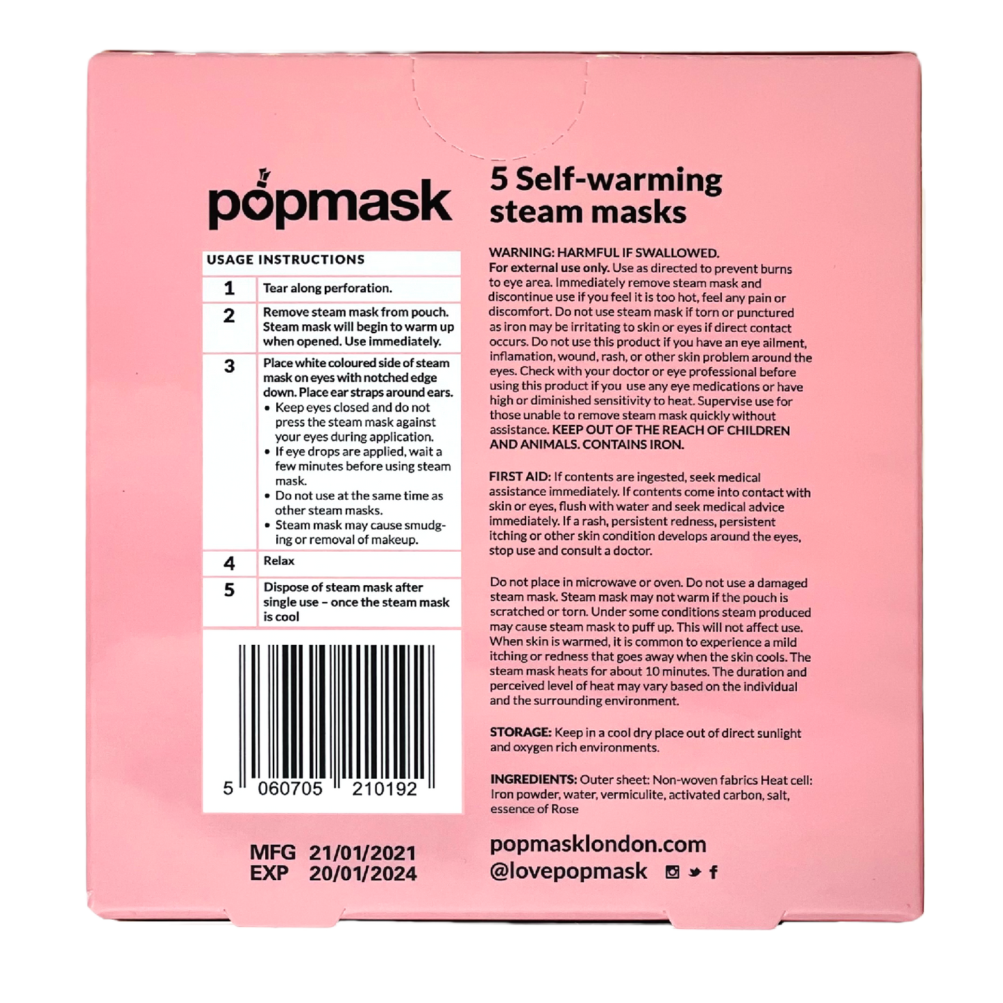 Self-Heating Rose Scented Eye Masks