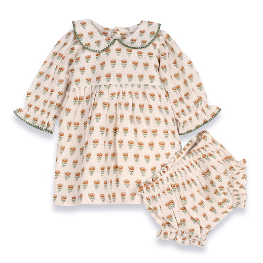 Ina Block Print Floral Dress & Bloomer