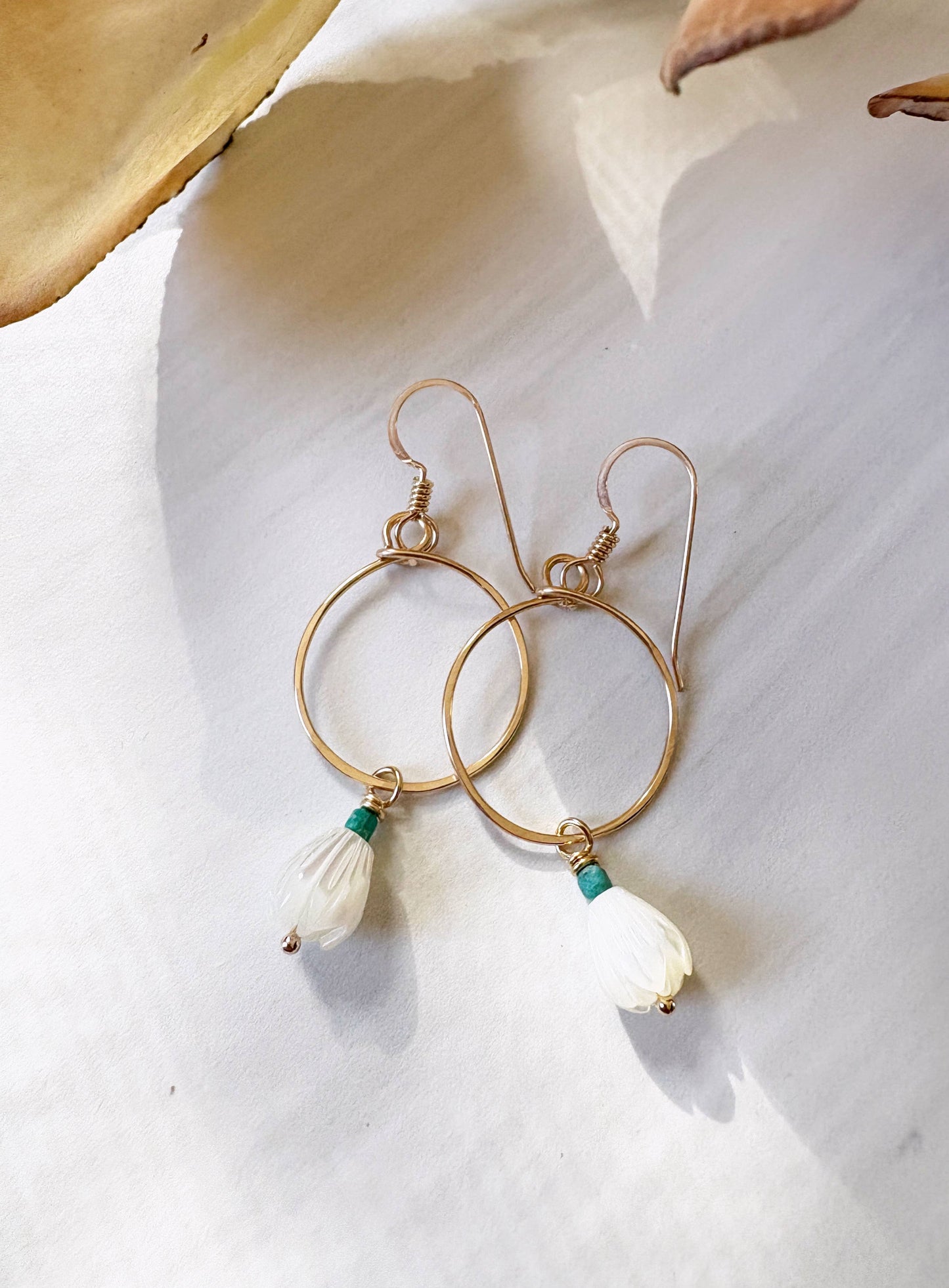 Small Circle Hoops Pikake Flower | Gold Filled, Sterling