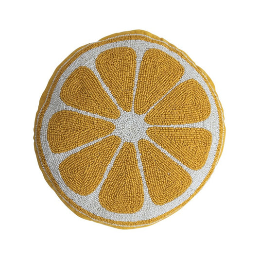 Glass Beaded Lemon Shaped Pillow