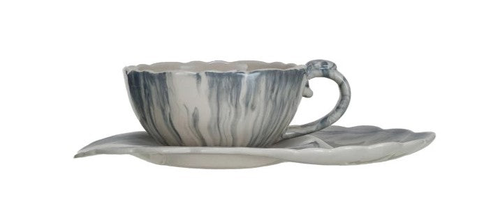 Marble Glaze Teacup w/ Saucer