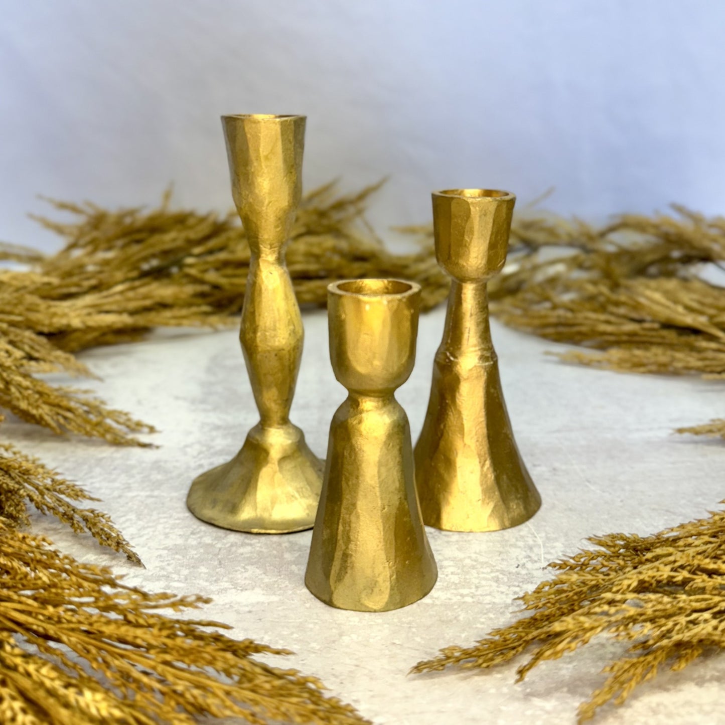 Gold Forged Candlestick