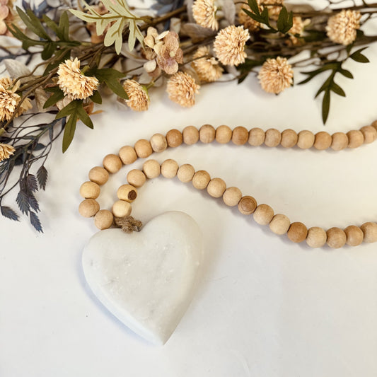 Wood Beads with Heart