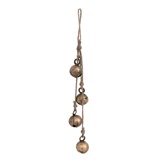 Hanging Metal Jingle Bells w/ Jute Rope