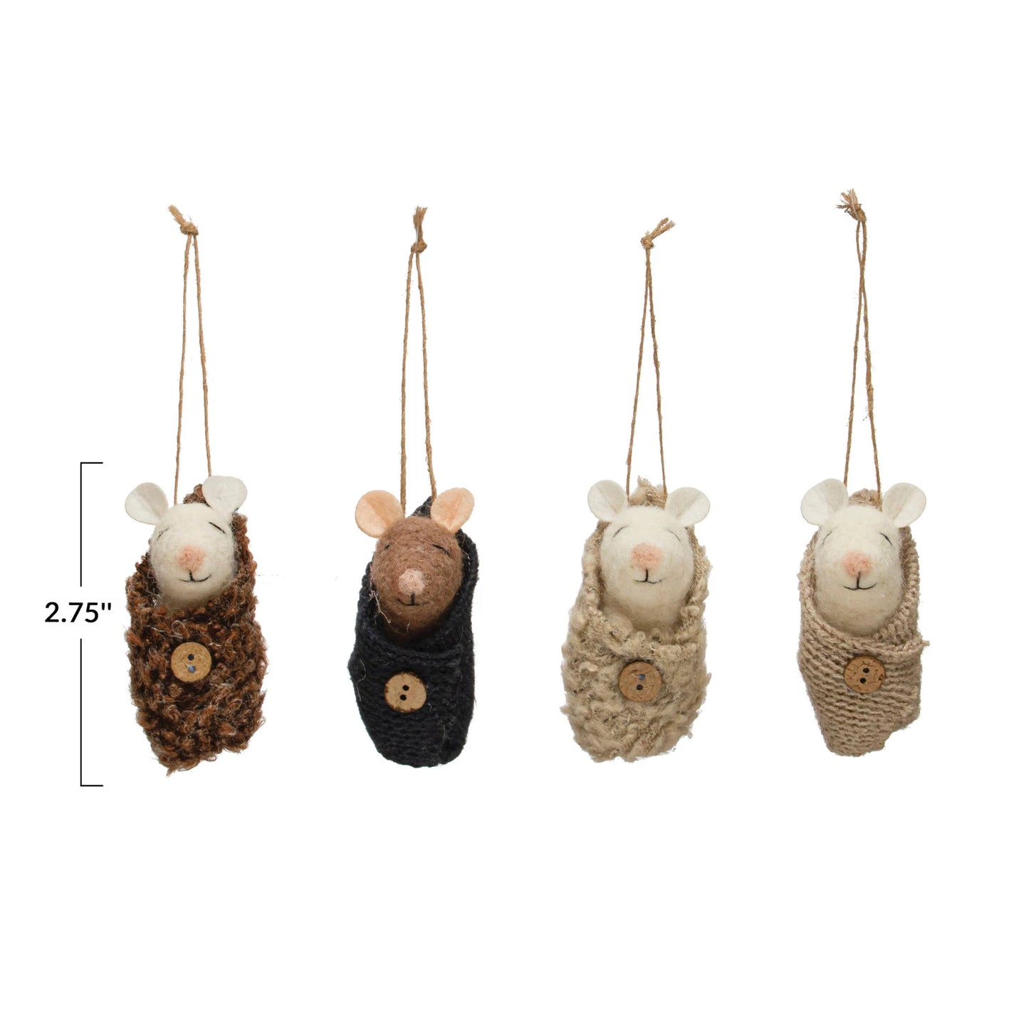 Baby Mice in Swaddles Ornaments