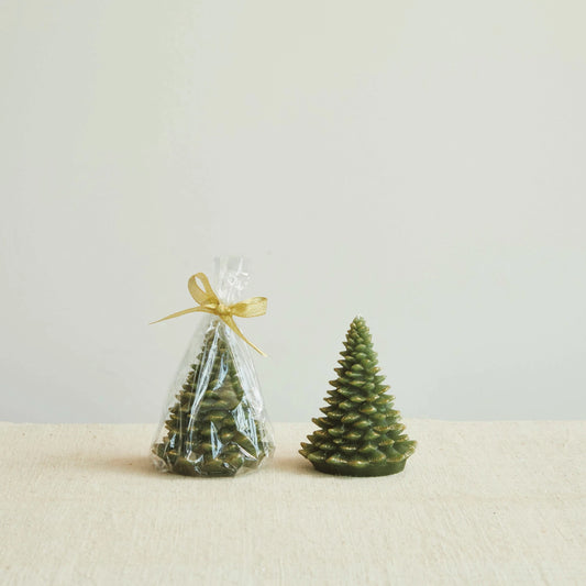 Unscented Tree Shaped Candle w/ Gold Tips
