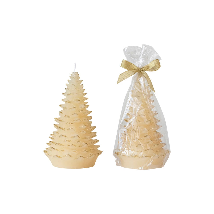 Unscented Tree Shaped Candle w/ Gold Tips
