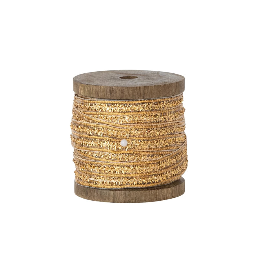 Metallic Ribbon on Wood Spool