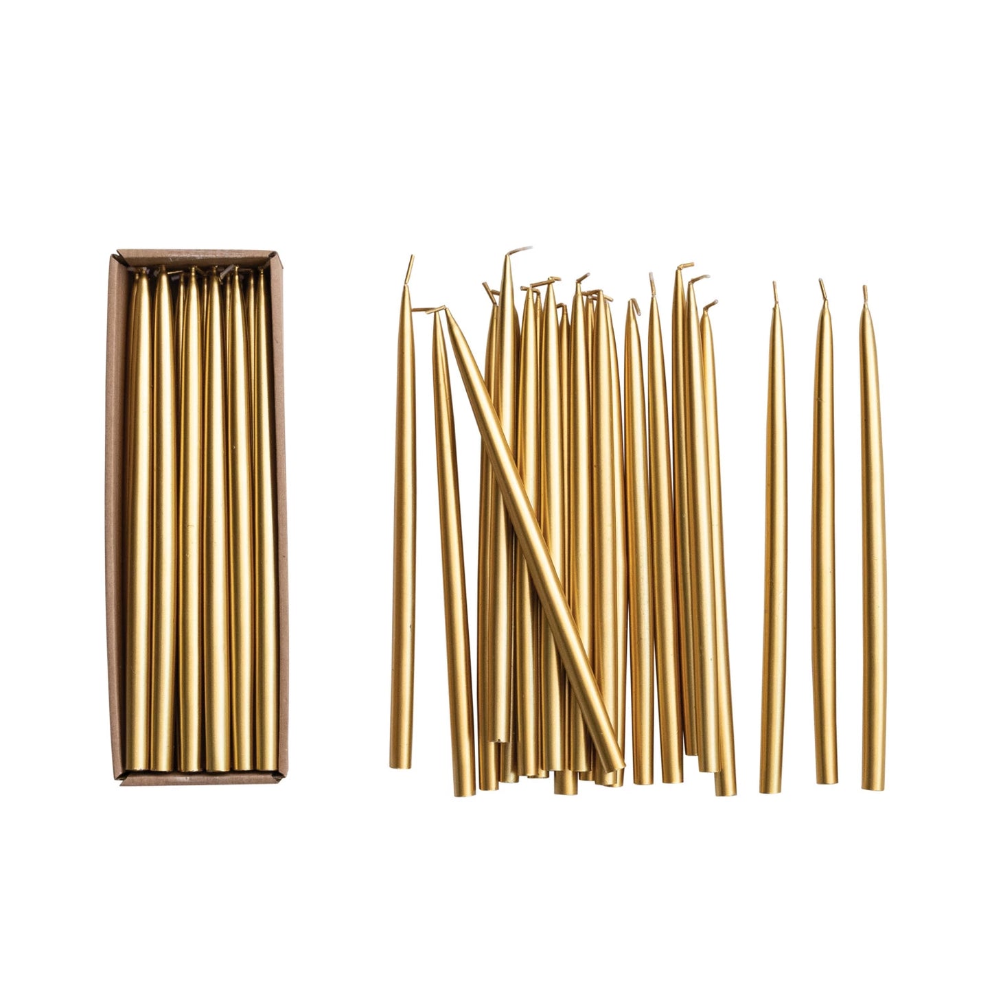 Unscented Gold Thin Taper Candles