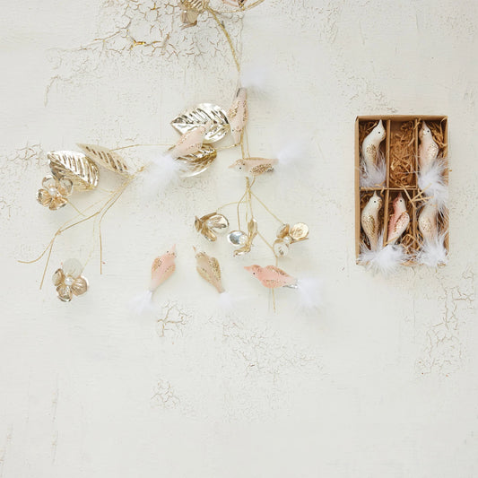 Glass & Feather Bird Clip-on Ornaments