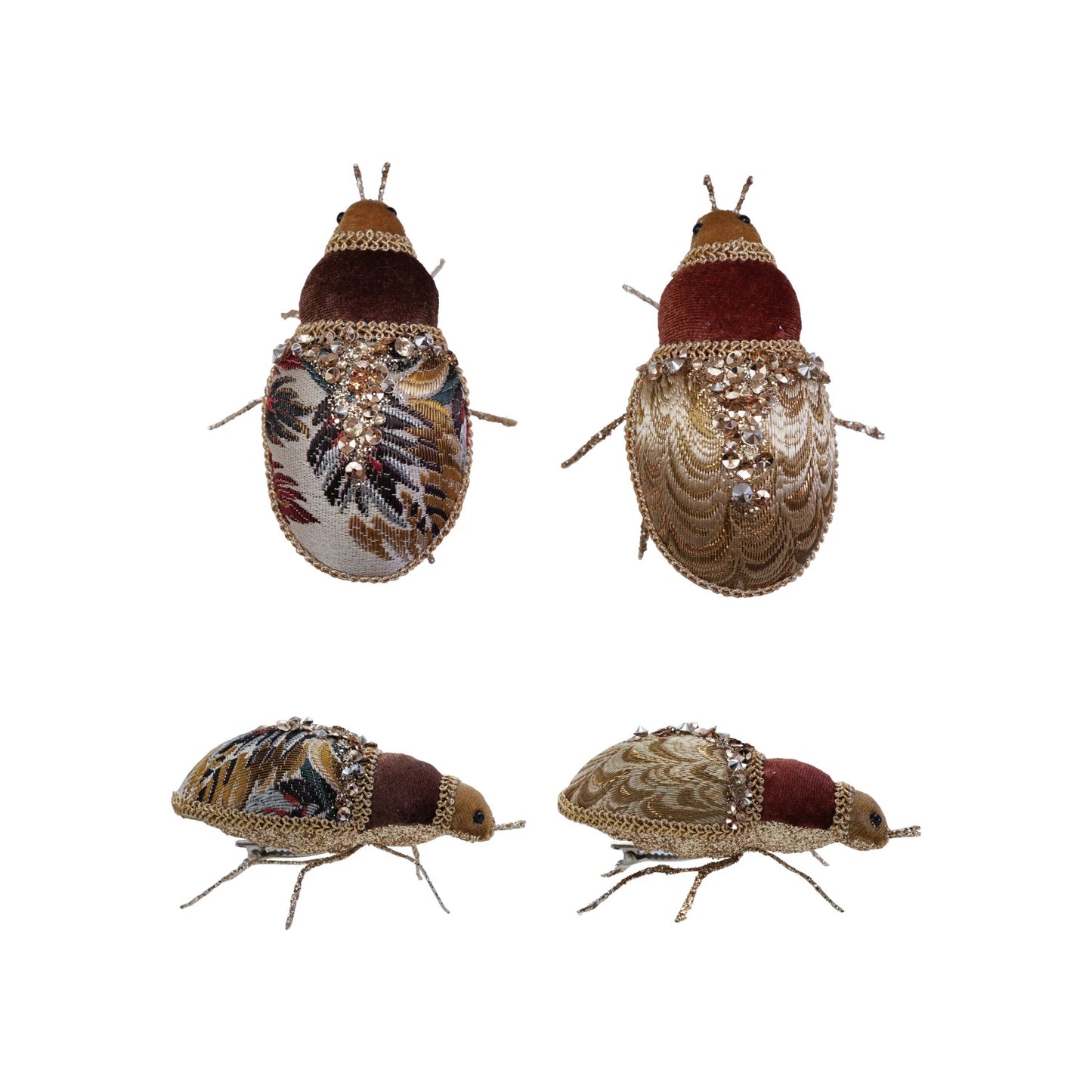 Fabric Jacquard & Velvet Bug Clip-on Ornaments