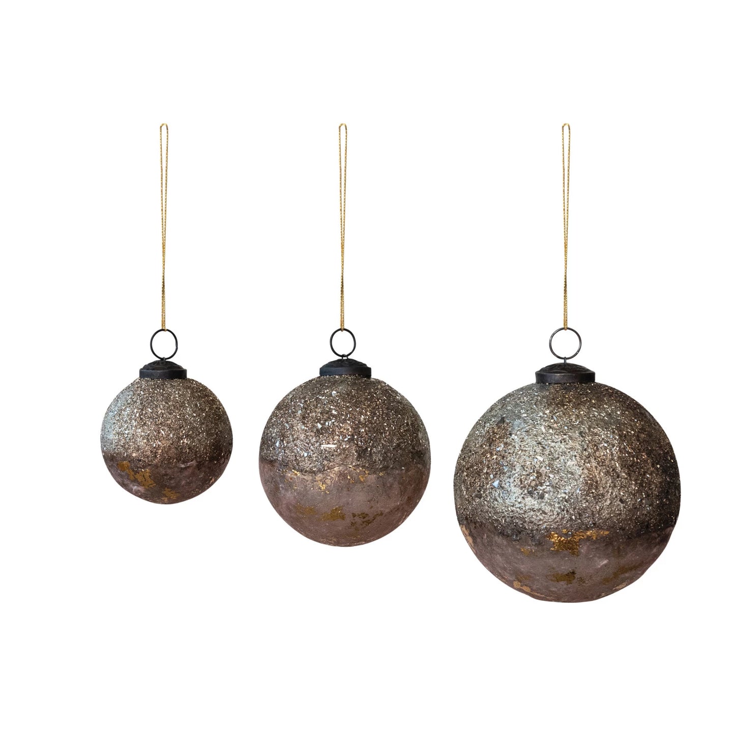 Textured Glass Ball Ornaments w/ Mica Flakes