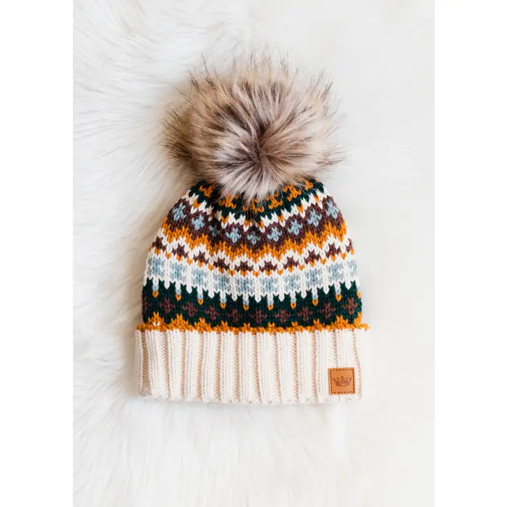 Patterned Pom Beanies