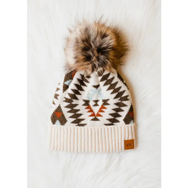 Patterned Pom Beanies