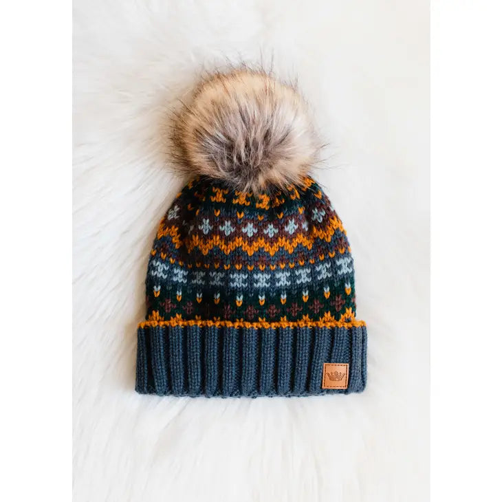 Patterned Pom Beanies