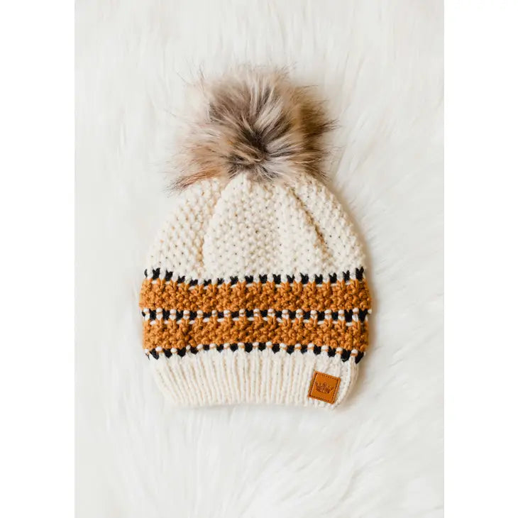 Patterned Pom Beanies