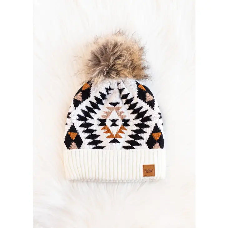 Patterned Pom Beanies