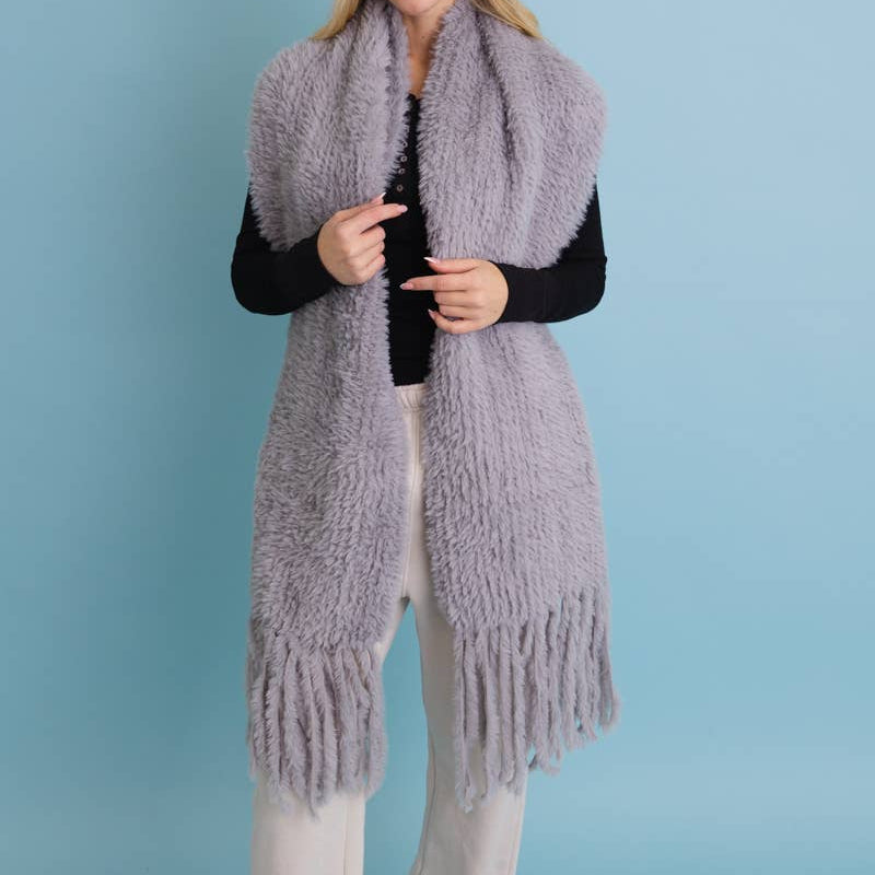 Ultra Soft Boucle Fringe Blanket Scarf