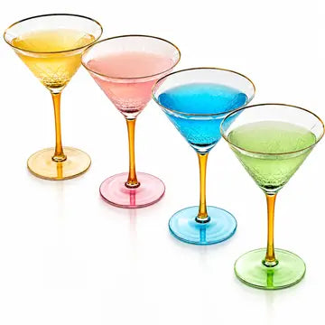 Gold Rimmed Crystal Martini Glasses