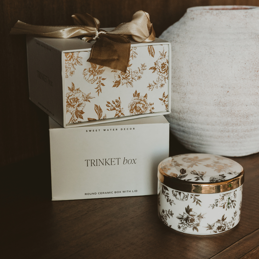 Gold Delft Trinket Dish w/ Lid