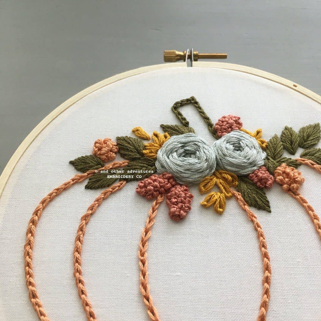 Harvest Floral Pumpkin Embroidery Kit