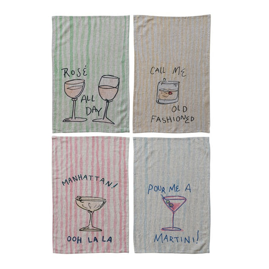 Cocktail Linen Blend Tea Towels