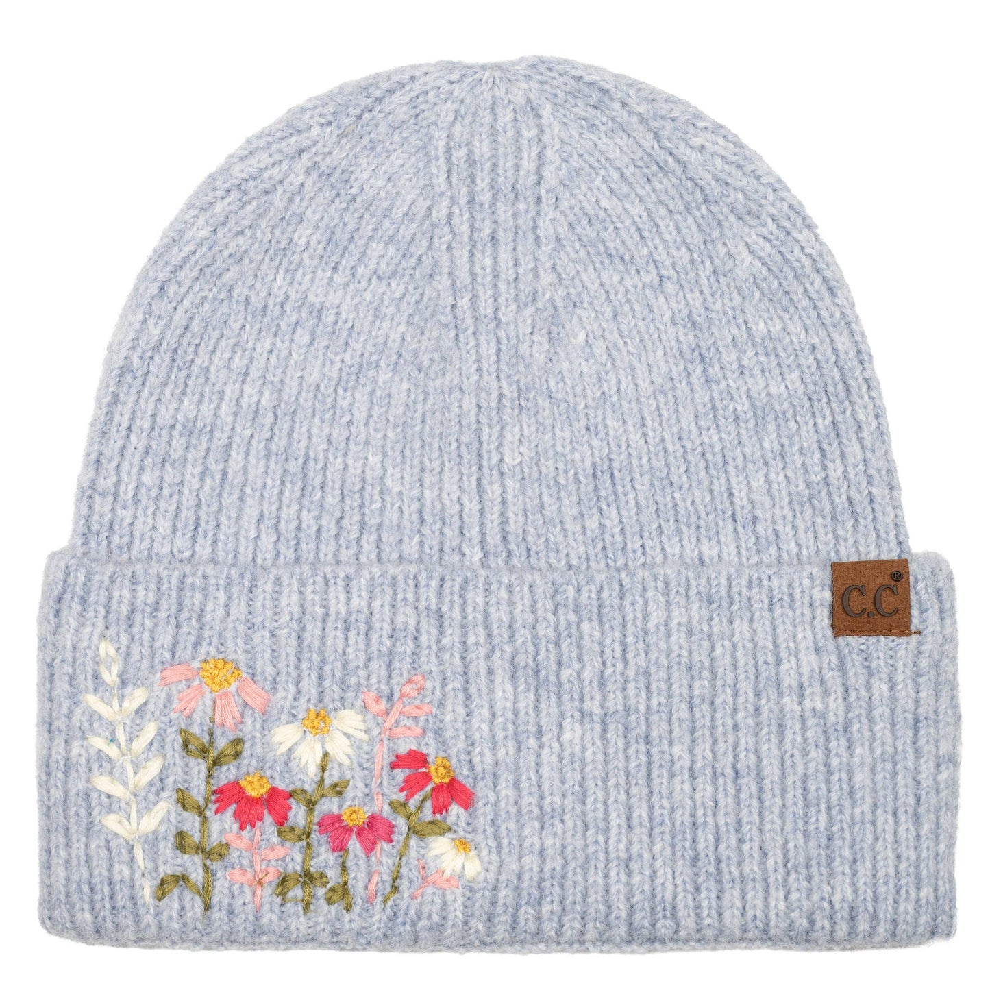 Floral Embroidered Beanie