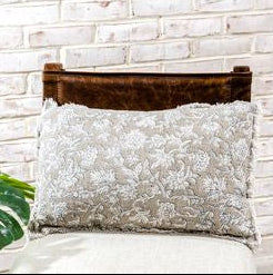 Beige Floral Pillow