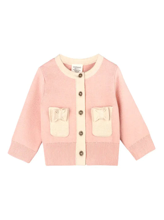 Lily Bow Pockets Sweater Knit Baby Cardigan
