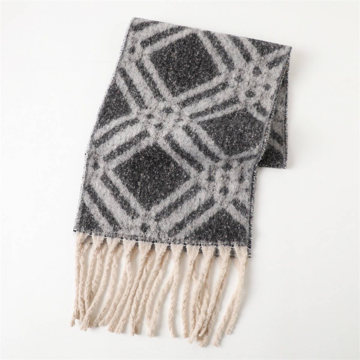 Geometric Tassel Shawl Scarf