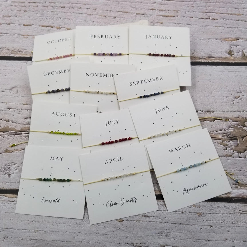 Handmade Crystal & Copper Bead Birthday Month Bracelets