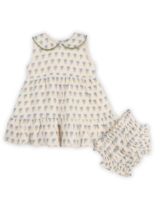 Harper Peter Pan Collar Floral Baby Flare Dress + Bloomer